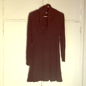 Sweet cowl neck dark gray dress